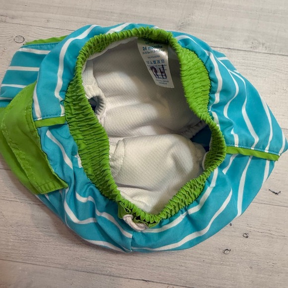 i play. Blue and Green Kids Swim Trunks - Picture 4 of 7